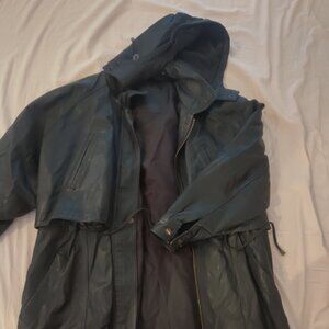 Vtg Longline Leather Coat